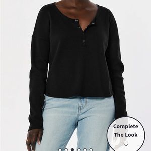 Hollister waffle long sleeve top Large